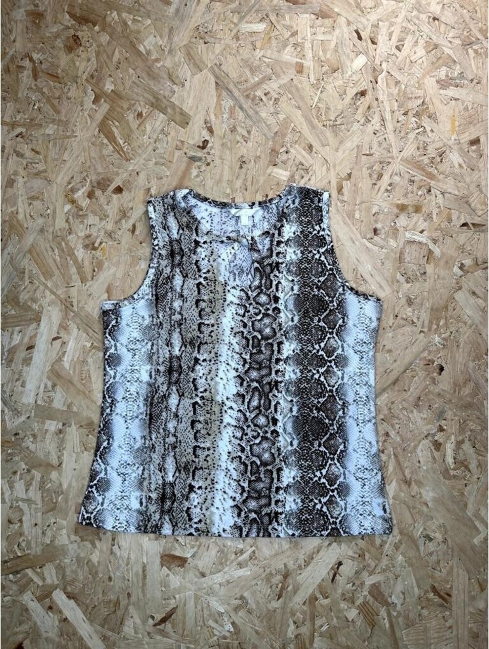 Harmony & Havoc Womens Small Snakeskin Print Tank Top Keyhole Neck Sleeveless